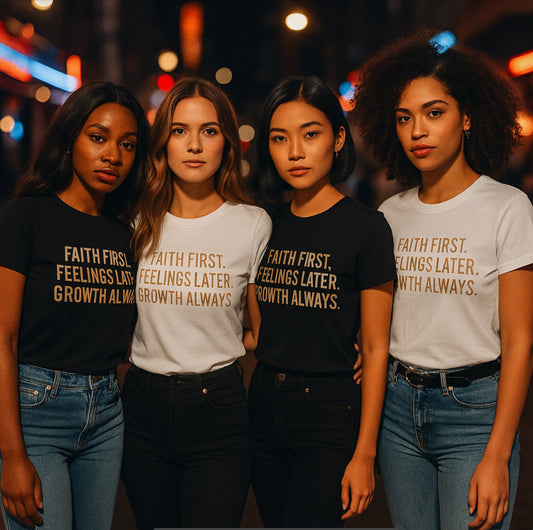 Faith First. Feeling Later. Growth Always. Women’s Tee