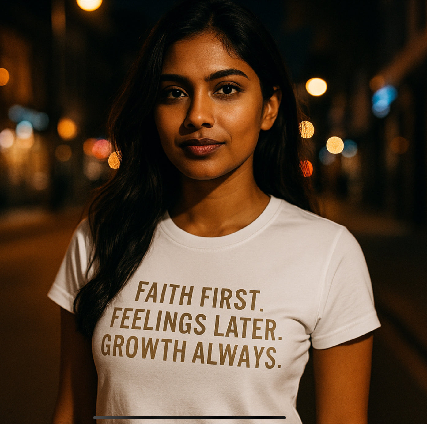 Faith First. Feeling Later. Growth Always. Women’s Tee